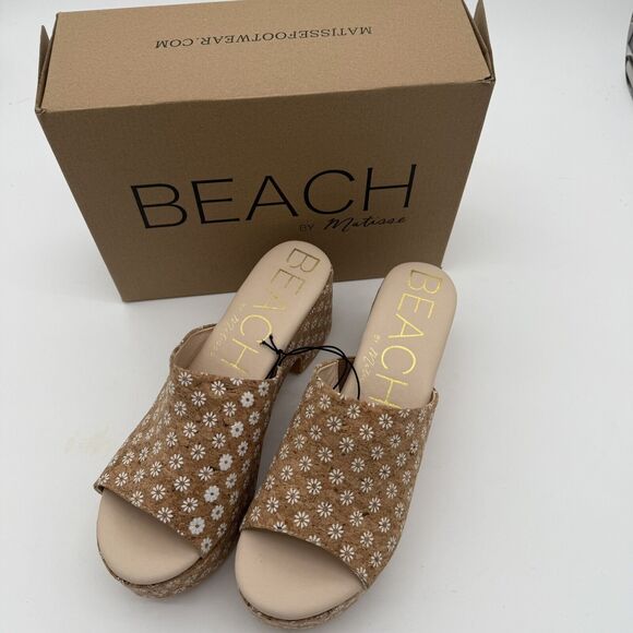 Beach By Matisse Tammy Wedge Sandal Platform Slide Size 11 Daisy Cork Open Toe. - Picture 2 of 15